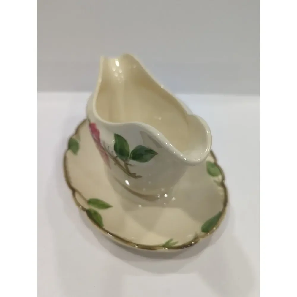 Vintage Franciscan Desert‎ Rose Gravy Boat w/ Attached Drip ~ Underplate USA